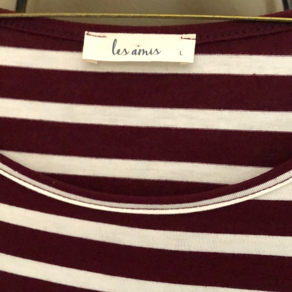 Les amis 3/4 sleeve cranberry and cream dress - Picture 3 of 4